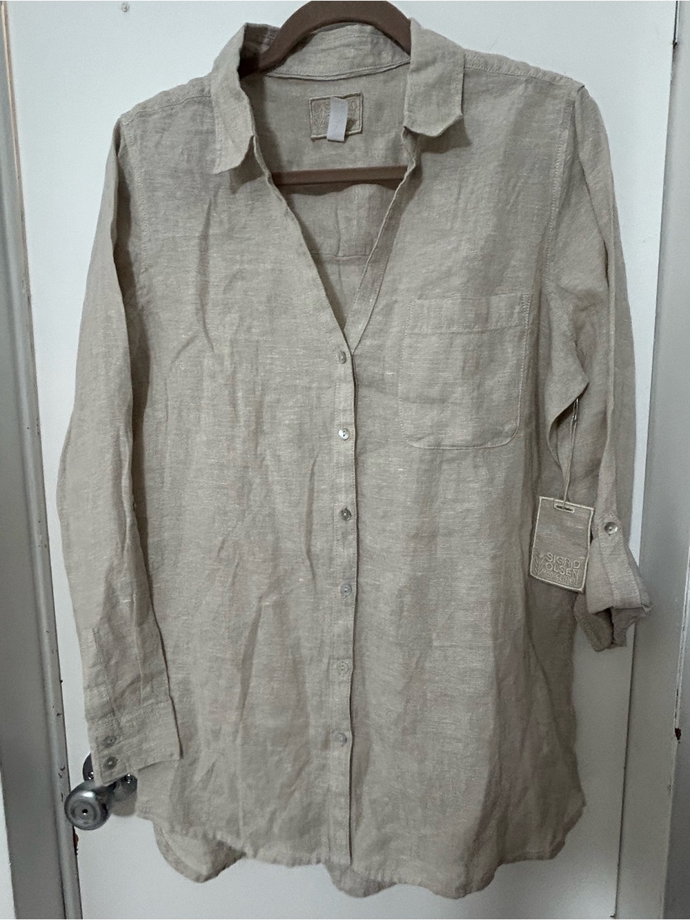 Sigrid Olsen Natural Linen Button-Down Shirt